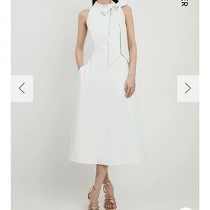 Karen Millen White Halter Bow Tie Neck Dress